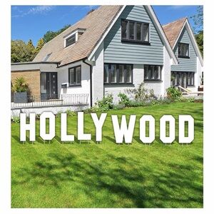 HOLLYWOOD Outdoor Lawn Sign - White Decorative Home Accent